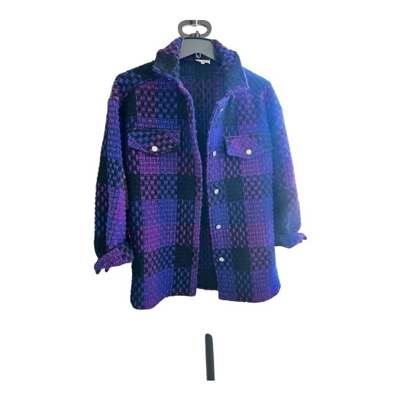 La Miele Multi-Purple Plaid Shacket - Size L - Picture 3 of 15